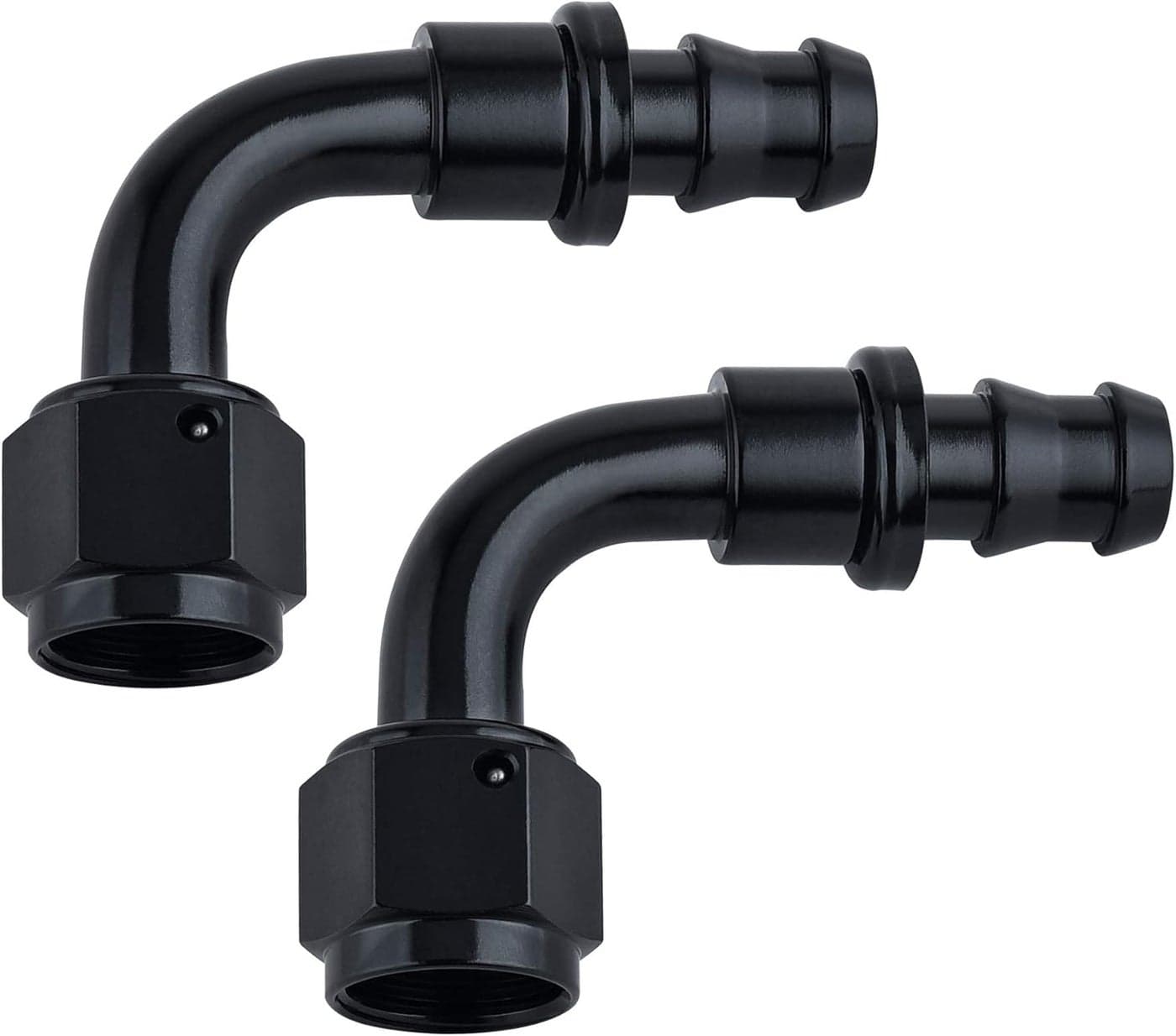 ESPEEDER SYKRSS 6AN 90 Degree Push Lock Swivel Hose End Fitting for Rubber Fuel Line - Black (2 Pcs)