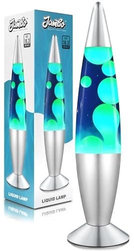 JAMBO Beautiful Liquid Lamp with USB Ports, 16" Motion Light with Blue Liquid Purple Wax, Relaxing Nightlight, Mood Light for Bedroom, Living Room, Office - Adults, Teens, Kids