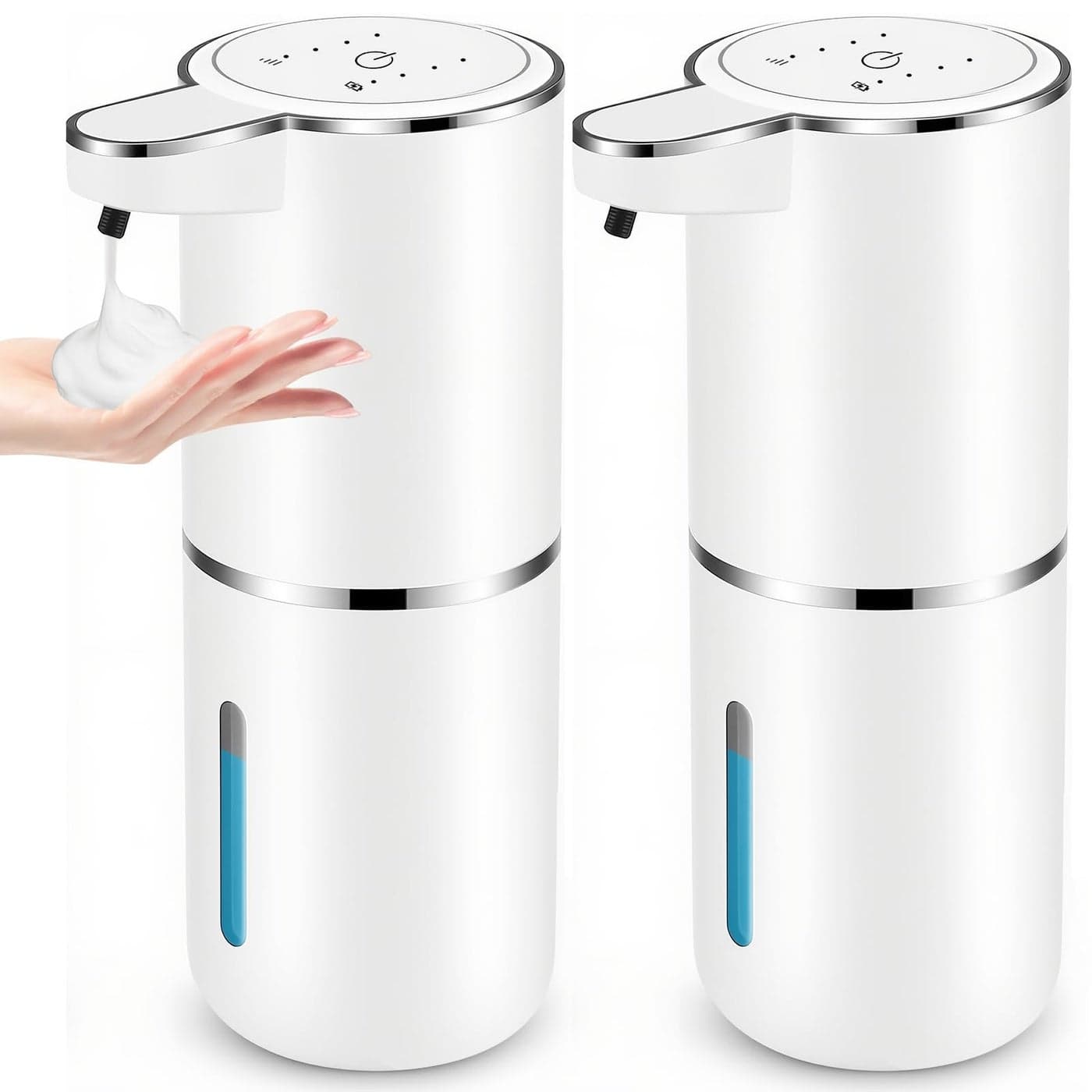 2 Pack Automatic Soap Dispensers128oz380ml USB Touchless Automatic Foaming Soap DispenserRechargeabled Wall Mounted Smart Soap Dispenser for Bathroom Kitchen Dish Soap