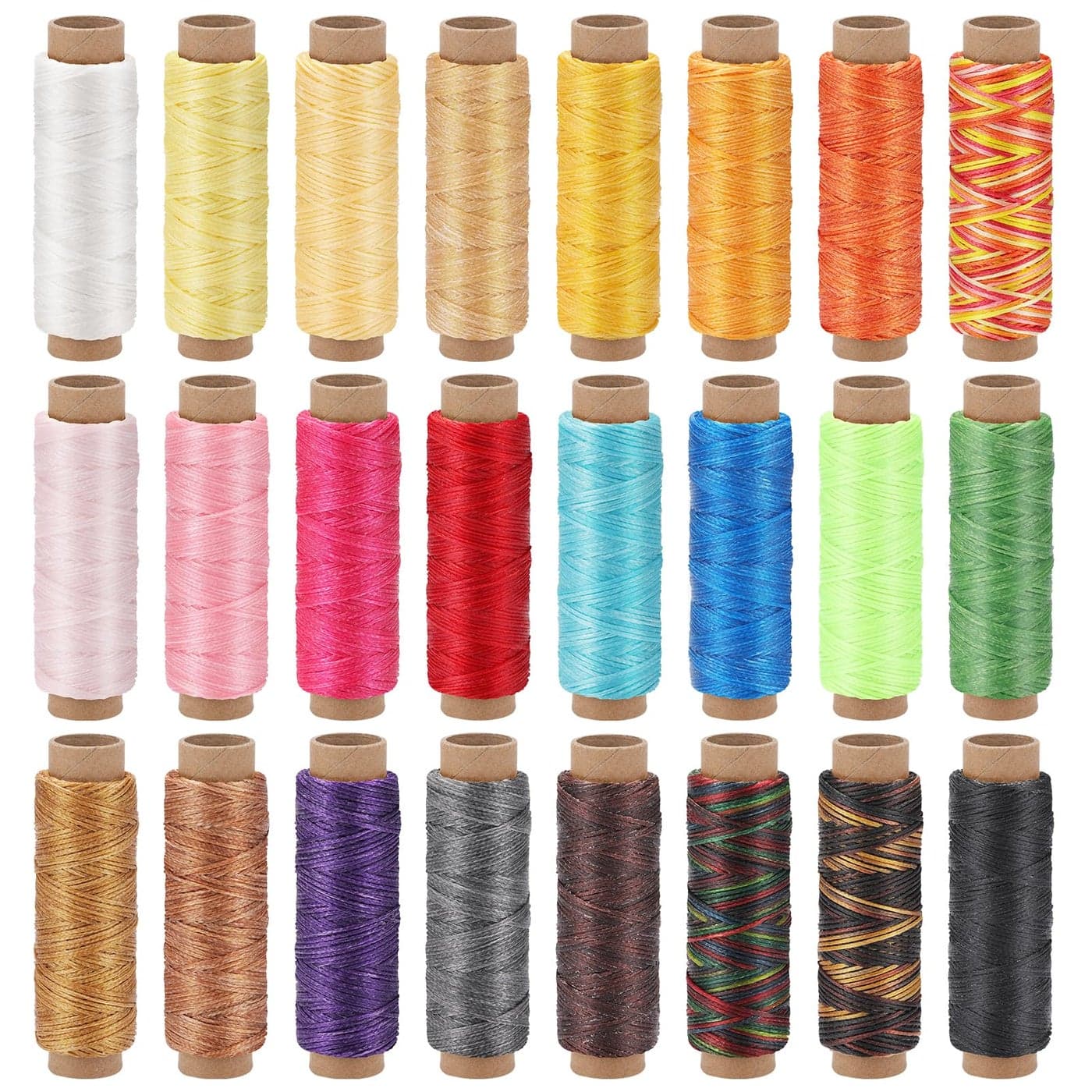 Jupean 24 Colors Leather Thread Waxed Thread for Hand Sewing Polyester Leather Sewing Threads DIY Bracelets Bookbinding