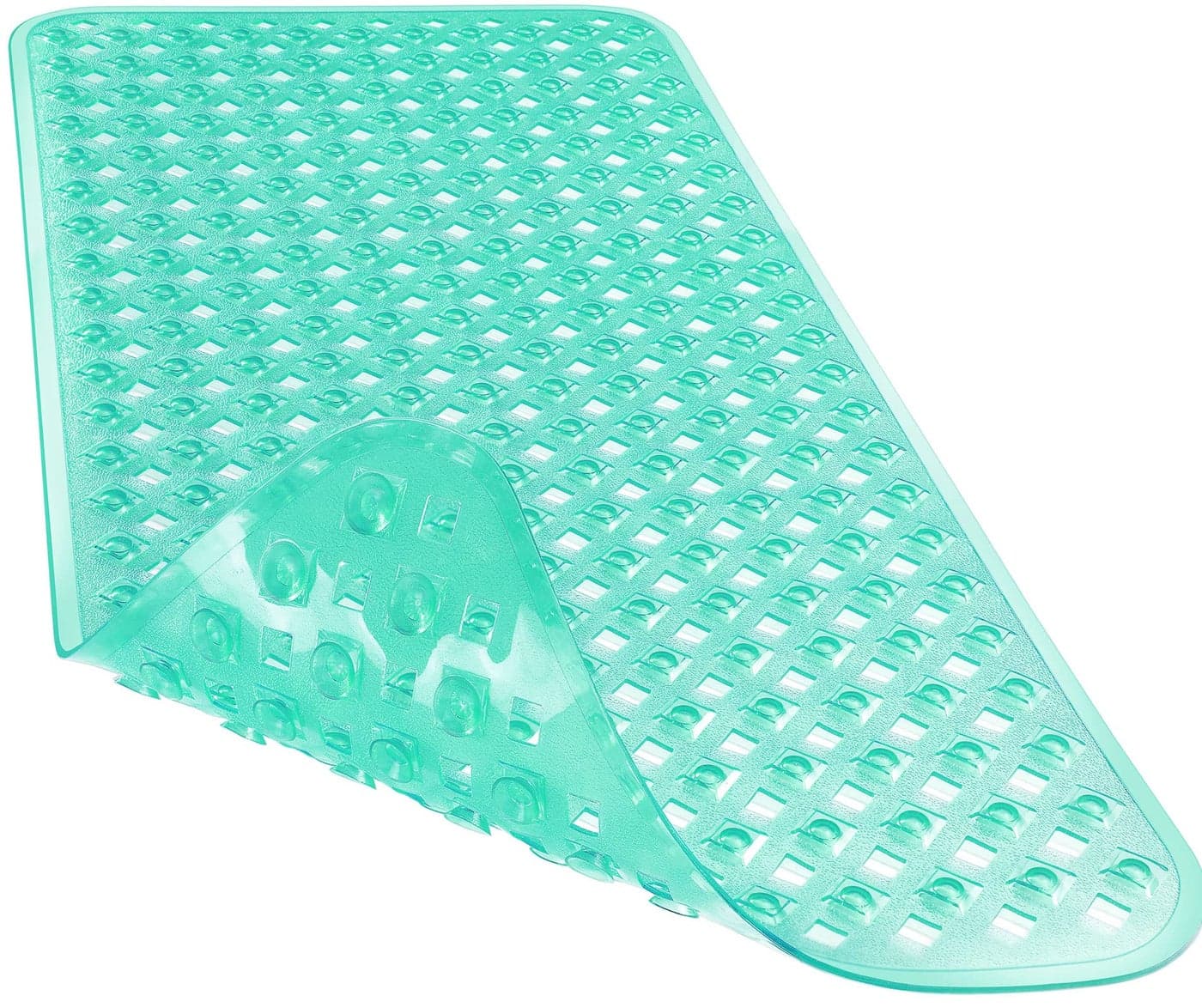 Yimobra Bathtub Mat Non Slip 345x155 Inch Long Shower Mat with Drain Holes Suction Cups Bath Mats for Inside Shower Machine Washable BPA Latex Phthalate Free Clear Green