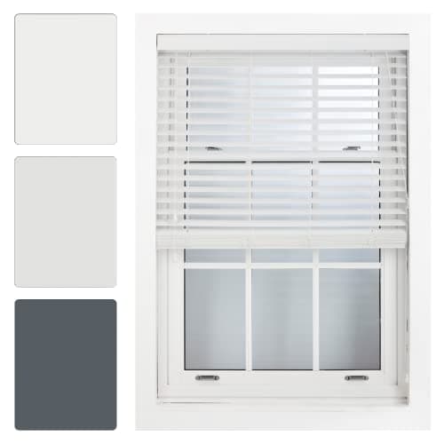 FURNISHED White Faux Wood Venetian Blinds 50mm Easy Fit Trimmable Child Safe Home Office Window Blinds 60cm x 150cm