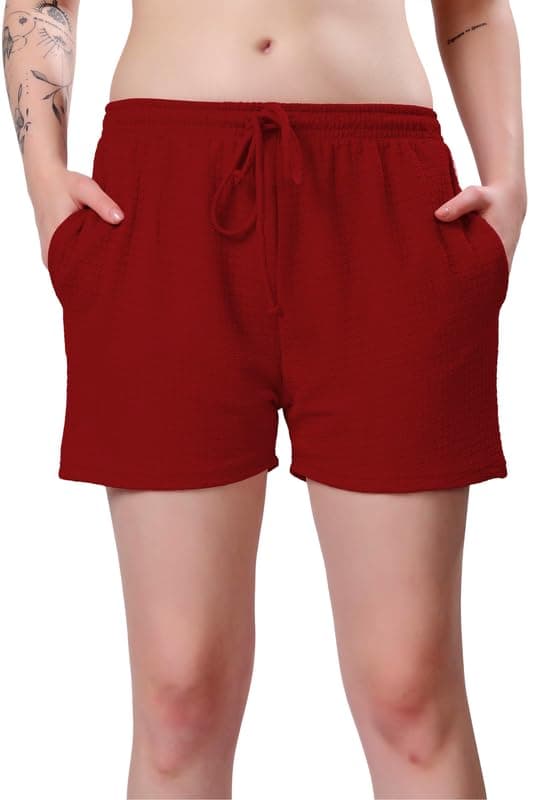 London Hills Women's Shorts || Half Pants || Womens Shorts || Half Short for Women Maroon