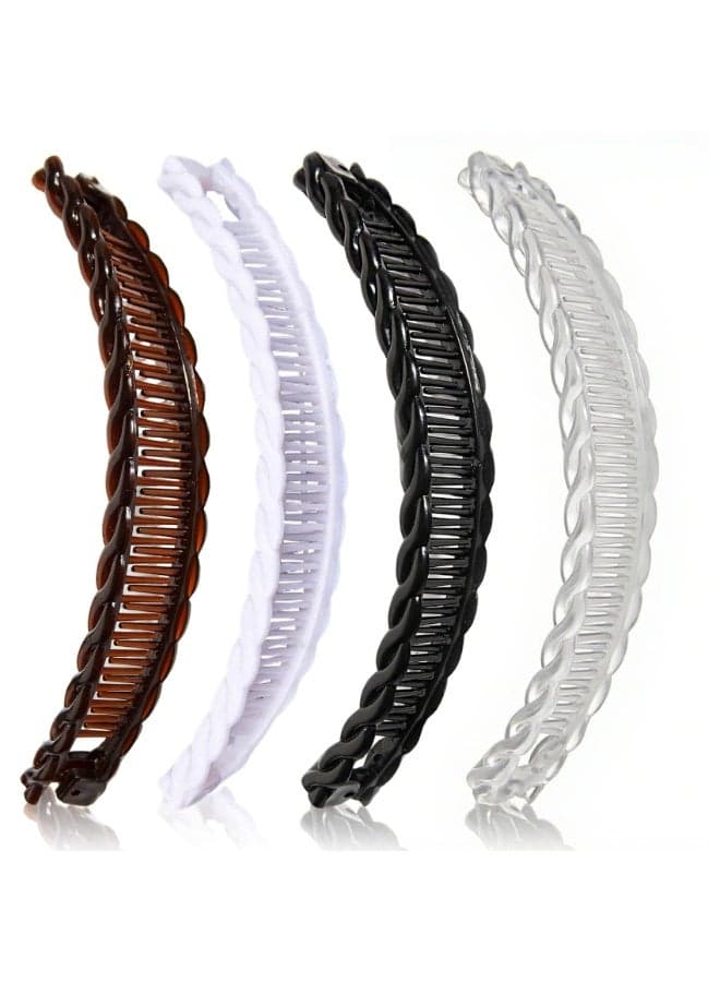 4PCS Large Banana Clips Hair, Decorative Hair Accessories Clips for Long Hair, Colourful Banana Clip Banana Hair Clips for Thick Hair, Non-Slip Ponytail Holder Clip for Women