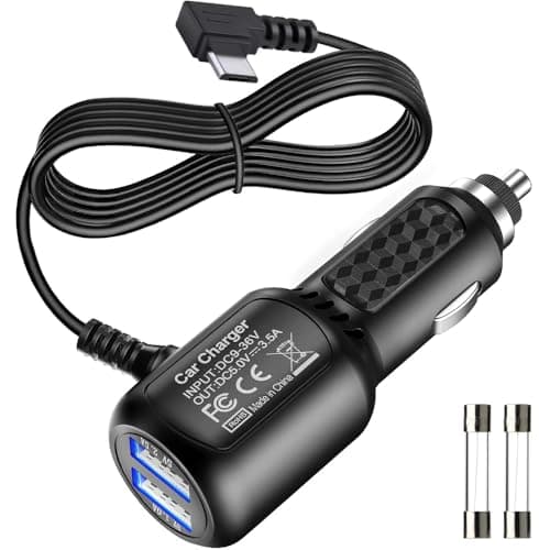 Gebildet Micro USB Power Cord Cable with Dual Port USB,Vehicle Power Charging Cable with Length(11.5ft/350cm) for Car Dashcam Camera Charger Power Cord for Dashcam Supply Radar Detectors