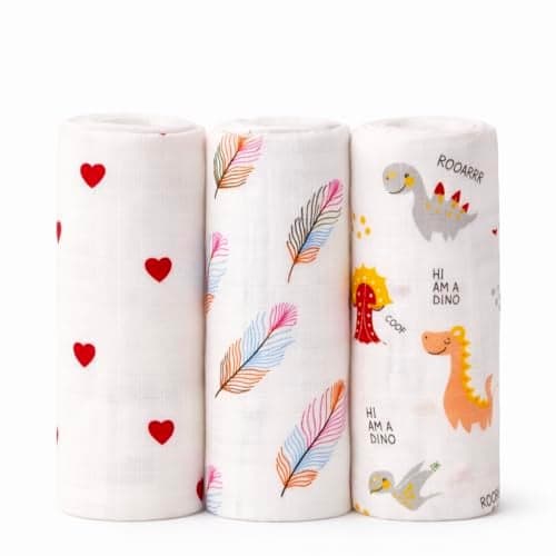 MomNess Muslin Baby Towels (Pack of 3) 100% Pure Cotton Muslin Baby Bath Towel 85x75 cm, Ultra Soft Lightweight Breathable Newborn Baby, Infants, Toddlers, for Boys & Girls