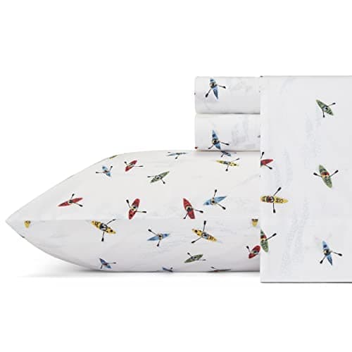 Eddie Bauer - Queen Sheets, Cotton Percale Bedding Set, Crisp & Cool Home Decor (Kayaks, Queen)
