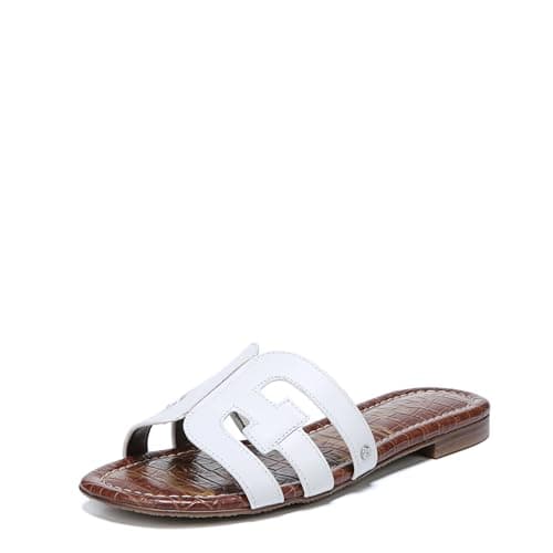 Sam Edelman Women’s Bay Classic Slide Sandal, Bright White Vaquero Saddle Leather,5.5