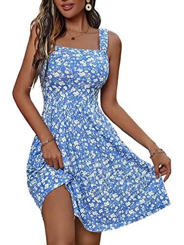 HUHOT Summer Dress Spring Dresses for Women 2025 Beach Dress Cute Hawaiian Floral Women's Dress for Teen Wedding Guest Sleeveless Graduation Easter Elegant Boho Casual Dresses for Women 2025