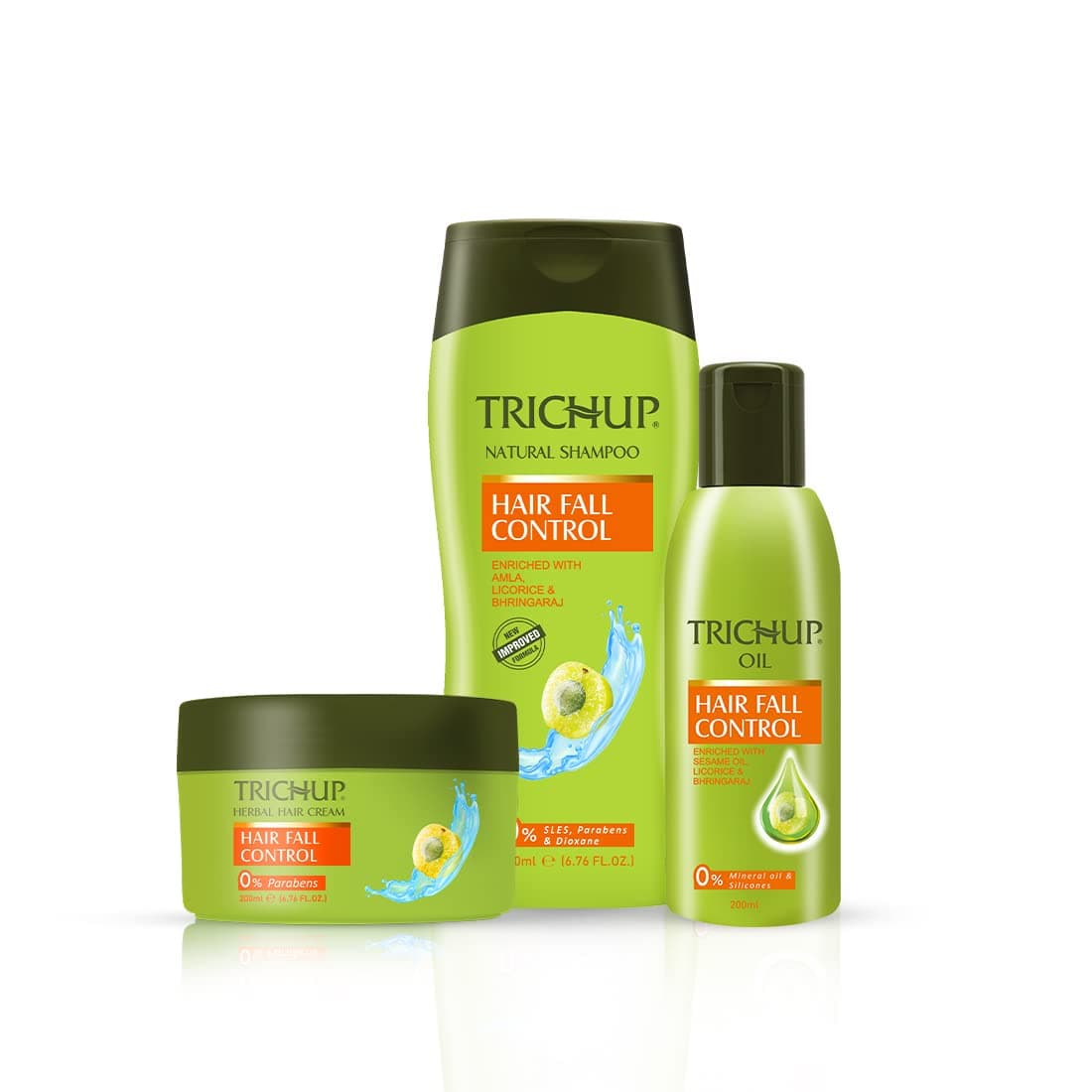 Trichup Hair Fall Control Kit Oil 200ml x Shampoo 200ml x Hair Cream 200ml Pack of 3