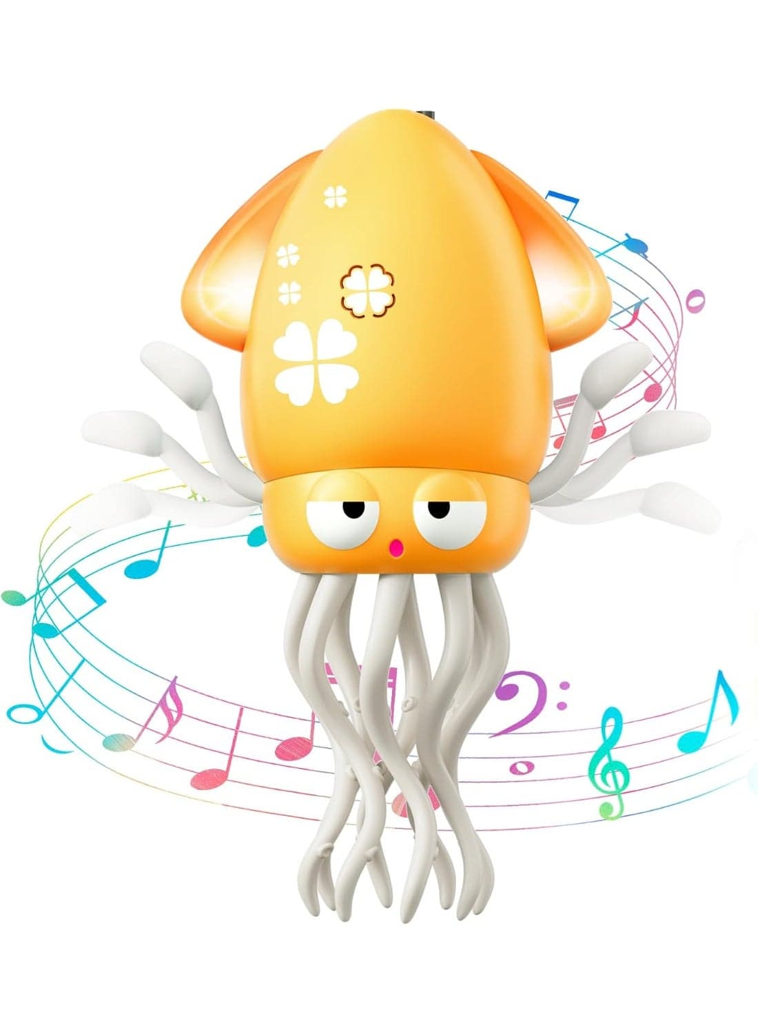 Dancing Squid Baby Toy, Electric Crawling Octopus Tummy Time Toy, Rechargeable Magic Dancing Music Squid Baby Toys for 3 4 5 6 Year Old Kids Boy Girl Birthday Gifts (Yellow)