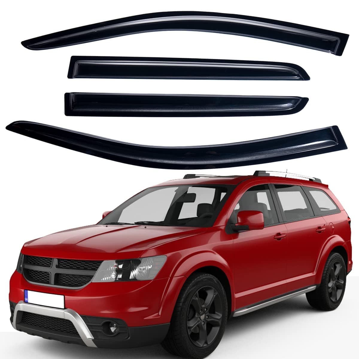 Lightronic Extra Durable OutsideMount Auto Vent Window Visor Fits 20092020 Dodge Journey UV Protection Rain Guard Original Wind Deflector NoDrill Easy Install Dark Smoke 4Pcs