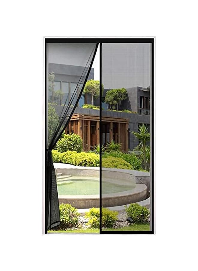 Thickened Fly Screen, Magnetic Curtain for Mosquito and Insect Protection - Balcony, Cellar, Patio Door - Easy Adhesive Installation, No Drilling - Black, 100 x 210 cm