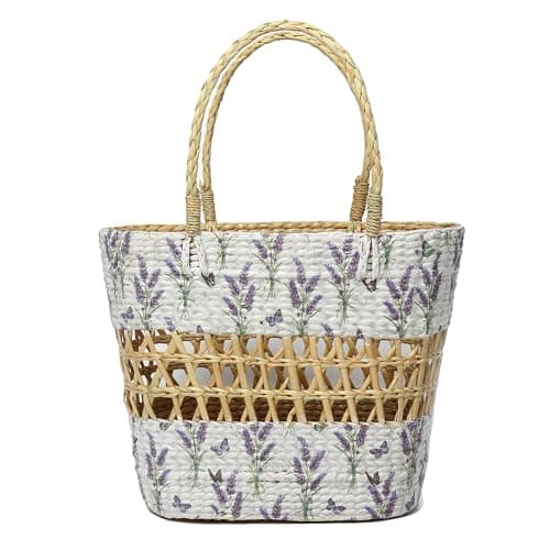 Habere India-All the Cultures Fabricating India Jute Handbag | Carry Tote Bag for Women | Shopping Basket | storage baskets | Lunch Basket |Seagrass Jali Shopping Bag - Oval (Multi Color 1)