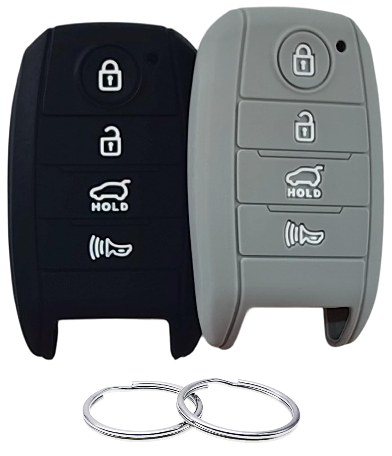 REPROTECTING Silicone Rubber Key Fob Cover Compatible with 4 Buttons 20132018 Kia Forte Forte Koup NIRO Optima Rio Sorento Soul Sportage Black Grey
