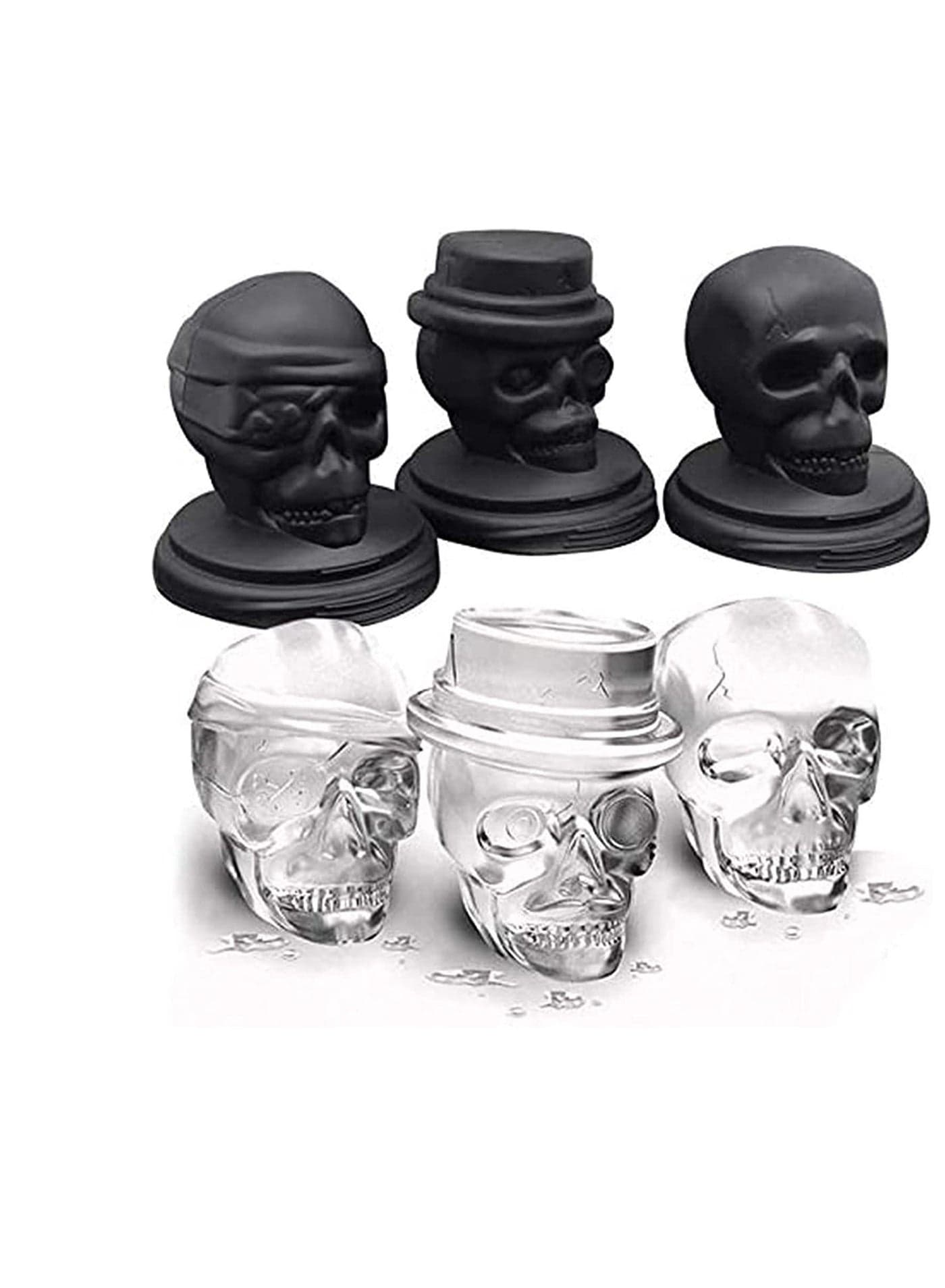 Skull Ice Cube Mold, Flexible Silicone Creative 3D Trays, Giant Ball Maker, Reusable and BPA Free, Perfect for Home Party Halloween