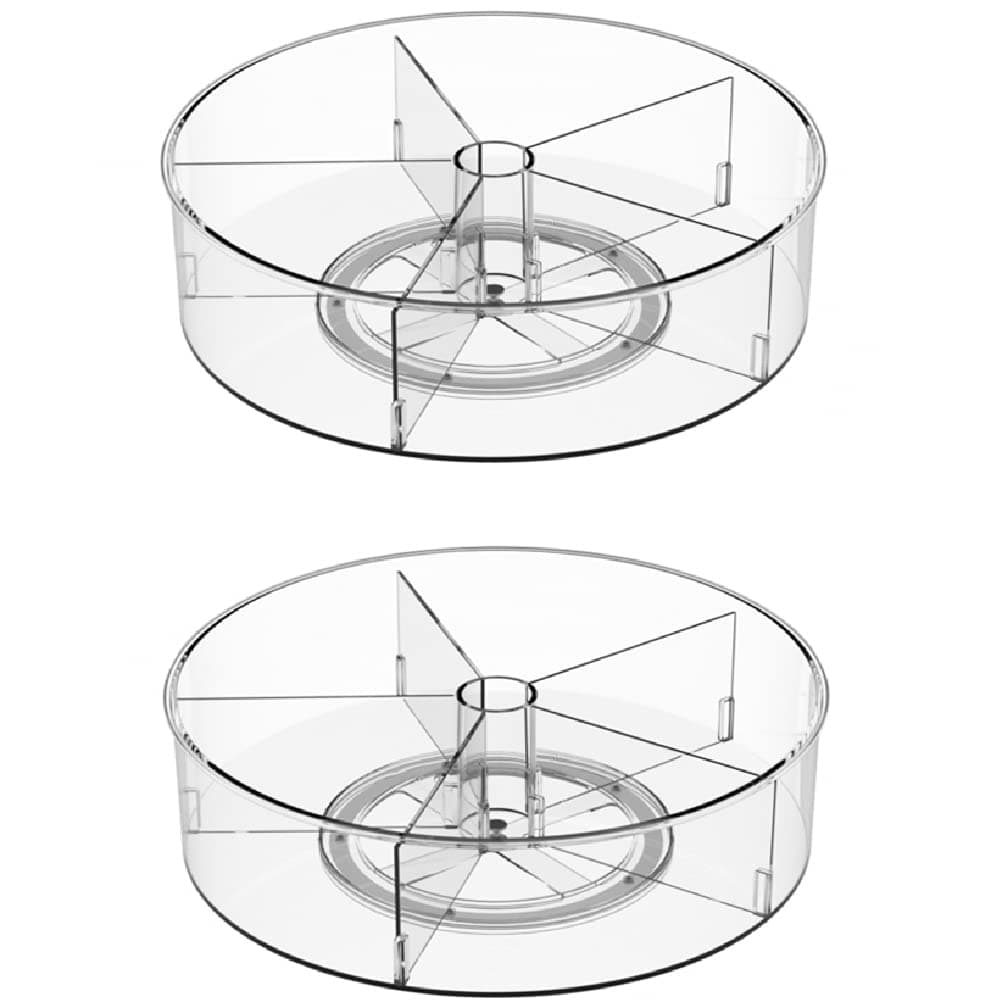 Plastic Round Lazy Susan Rotating Turntable Food Storage Container for Cabinet Pantry Refrigerator Countertop Spinning Organizer for Spices Condiments Baking Supplies 115 2 Packs