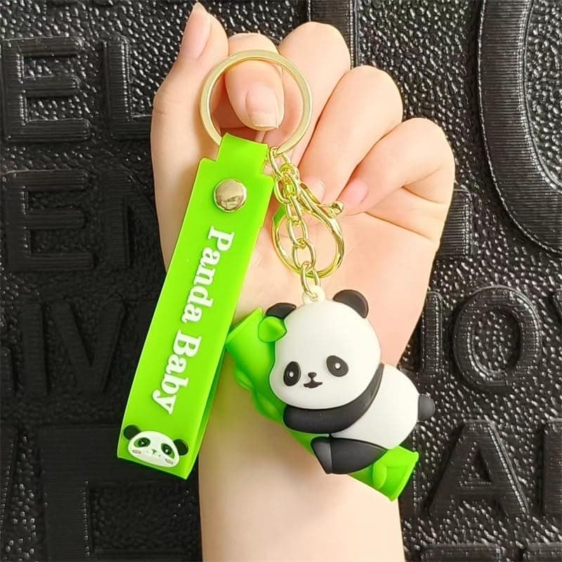 Primetan Panda Theme Silicone Keychain for Girls & Kids | Cute Backpack Keyring | Birthday Return Gift | Car, Bike, & Bag Accessories