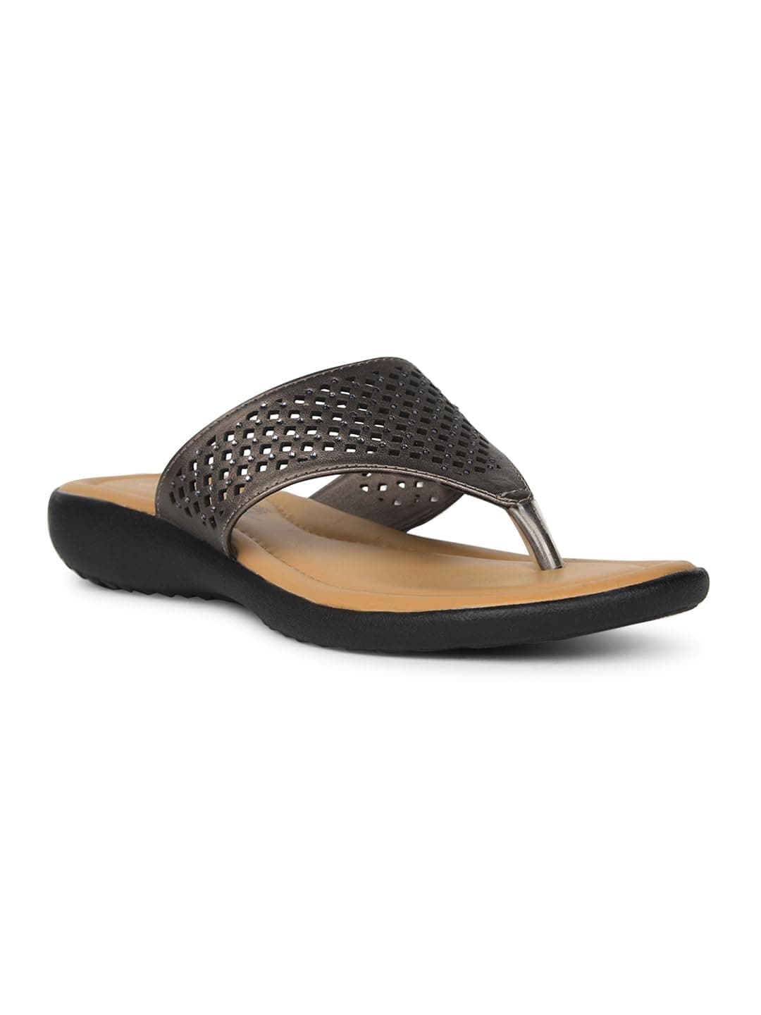 Bata Women's Slip-on Sandal - GUNMETAL (5 UK) (5712119)