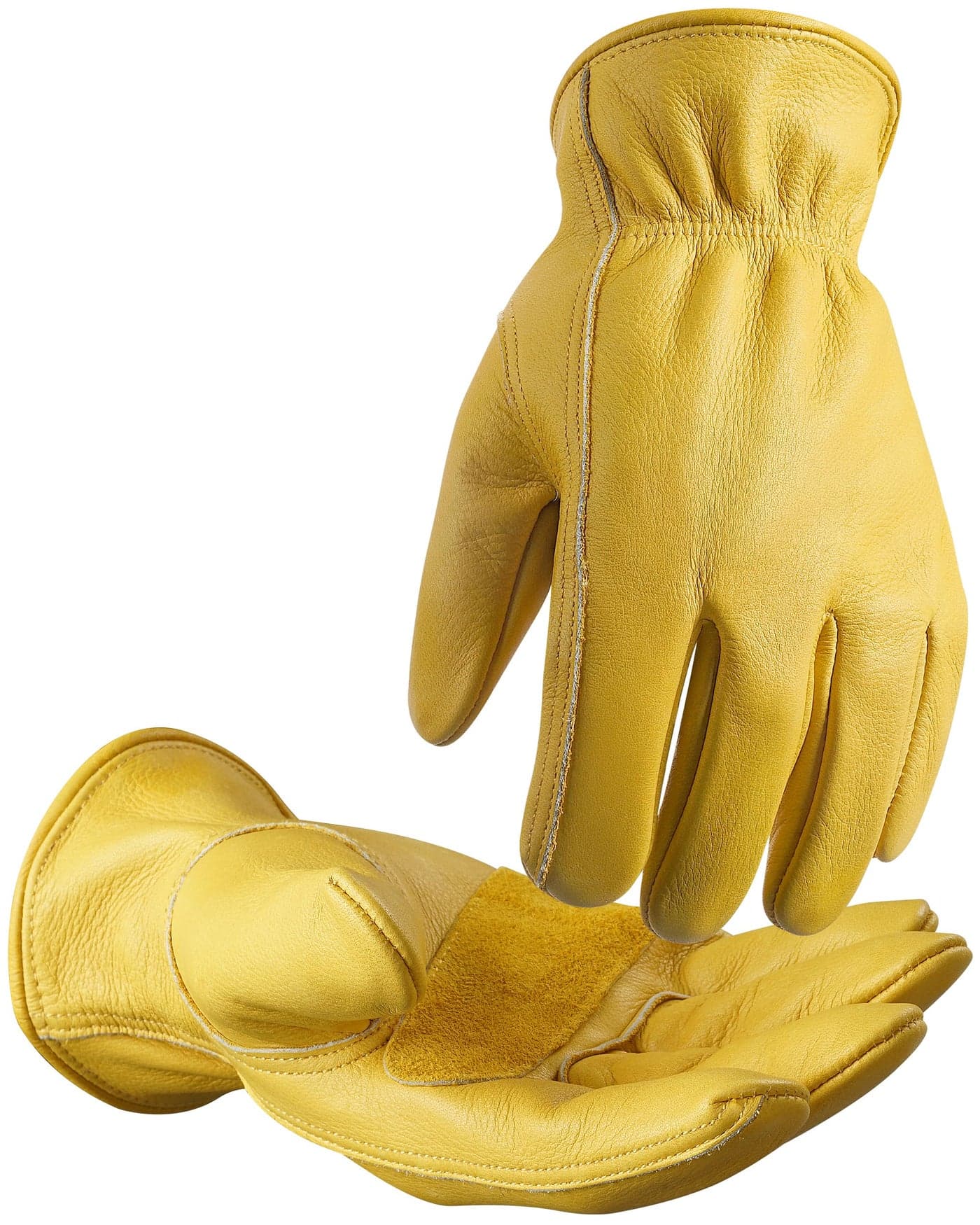 DULFINE Leather Work Gloves for Men Women Reinforced Durable Gardening GlovesCowhide Work GlovesPuncture Cut Resistant