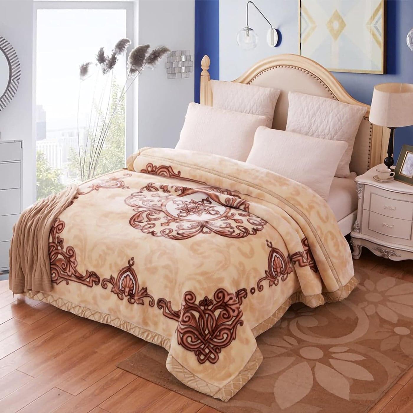 11 lbs Heavy Korean Mink Blanket King Size 86 x 95 inch Silky Soft and Warm 2 Ply Raschel Bed Blanket for The Cold Night