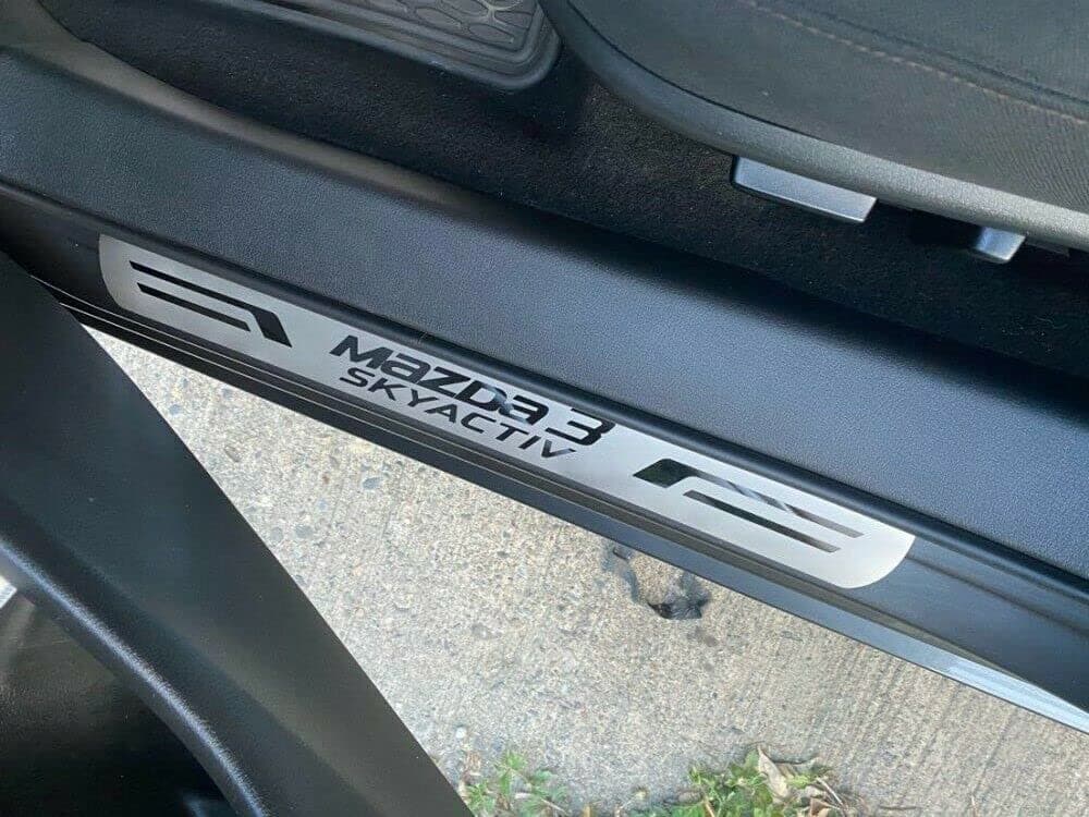 GZBFTDH Door Sill Protector for Mazda 3 20082022 4pcs Set Stainless Steel and Rubber Vehicle Specific Fit