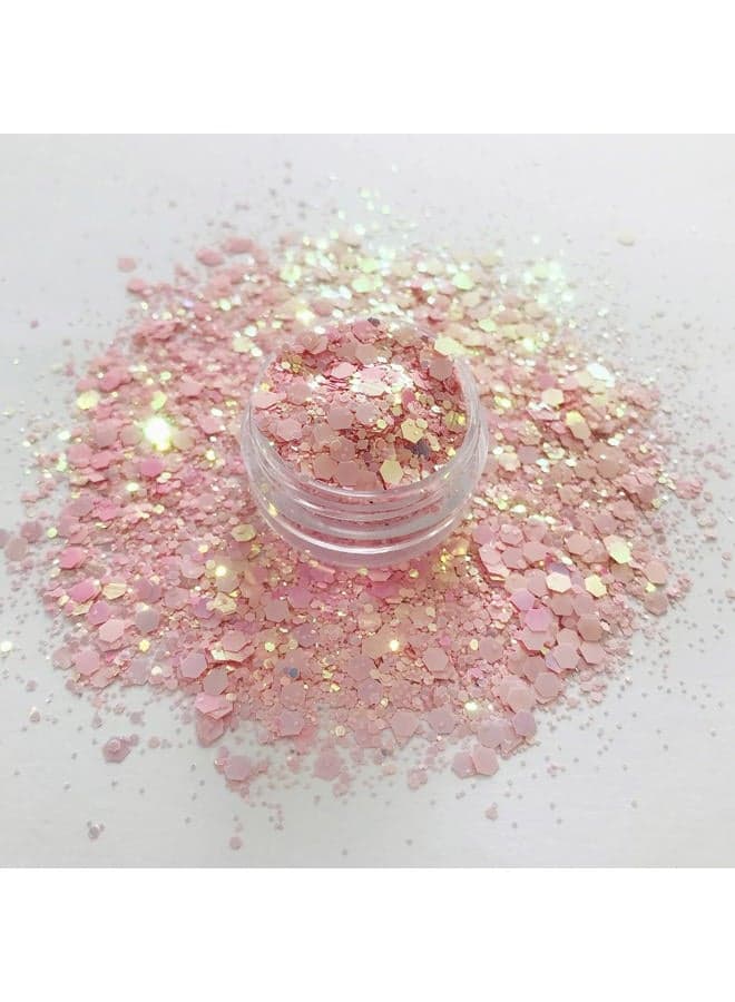 15 Grams/jar -Pink Changeable Chunky Mixes Sequins Glitter - Festival Rave Beauty Makeup Face Body Nail Art Tumbler Decoration PCM60