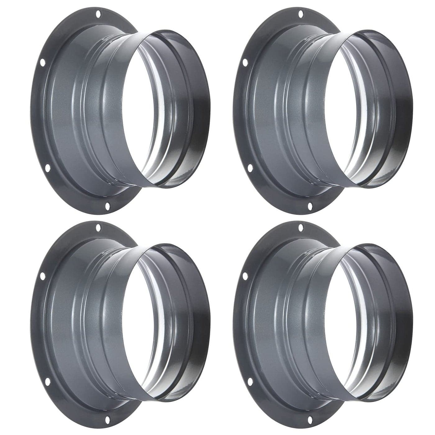 4 PCS 4 Inch Duct Connector Flange Inlet Fitting Metal Straight Pipe Flange Ventilation Pipe Connector for Heating Cooling Ventilation HVAC SystemSilvery Gray