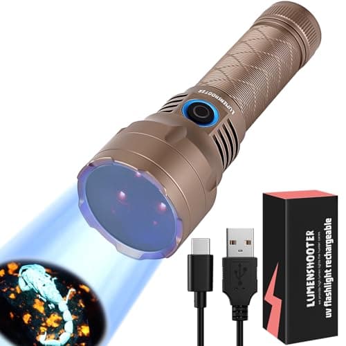 LUMENSHOOTER S3U UV Flashlight Blacklight, Rechargeable Powerful Handheld UV Light for Resin Curing, Pet Urine & Scorpion Detection, Rocks & Minerals Hunting (365NM)