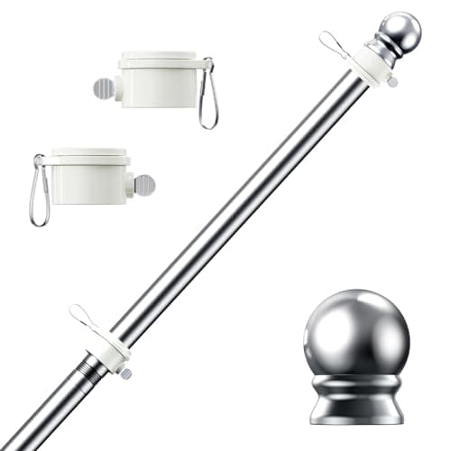 PHITRIC 6 FT Flag Pole Kit, Tangle Free Spinning Weather Resistant Rustproof Stainless Steel Flagpole Suitable for 3x5 Heavy Garden Flag 1" Dia Flag Pole for Outdoor or Outdoor Wall-Mounted Flagpole