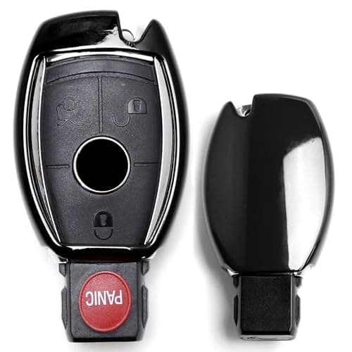 iJDMTOY Chrome Finish Black TPU Key Fob Protective Cover Case Compatible with Mercedes Benz C E S M CLA CLS CLK GLK GLA GLC GLE GL SL Class, etc Remote Key