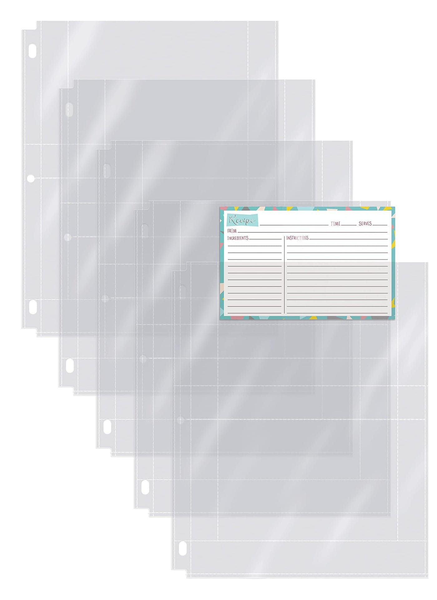 Better Kitchen Products Recipe Card Protective Sheets for 4 x 6 Cards Letter Size 85 x 11 2Up Sheets 50 Pack Heavyweight Diamond Clear Fits Standard 3 Ring Binder Holds 200 Total Cards