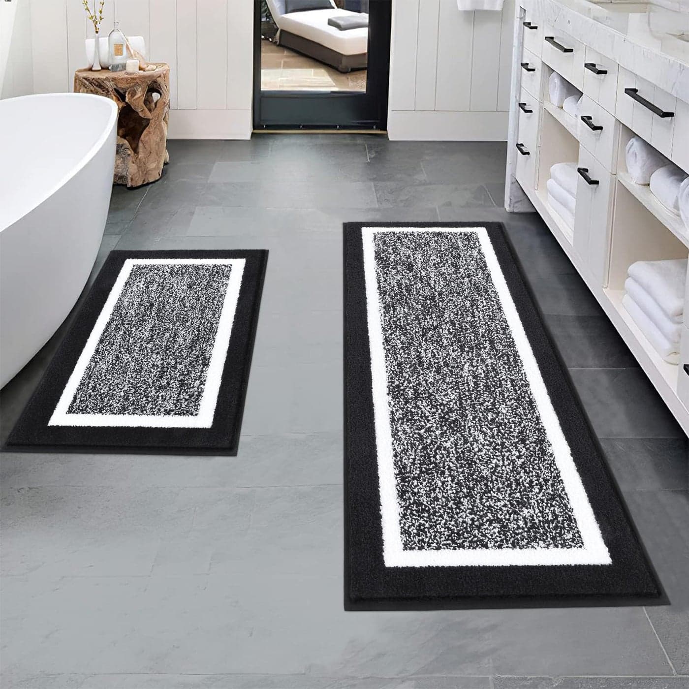 Pauwer Bathroom Sets 2 Piece Non Slip Bath Mats Absorbent Shower Rugs for Tub and Shower Floor