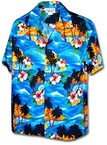 Pacific Legend Hawaiian Shirts Waikiki Sunset in Blue 3XL 410-3104
