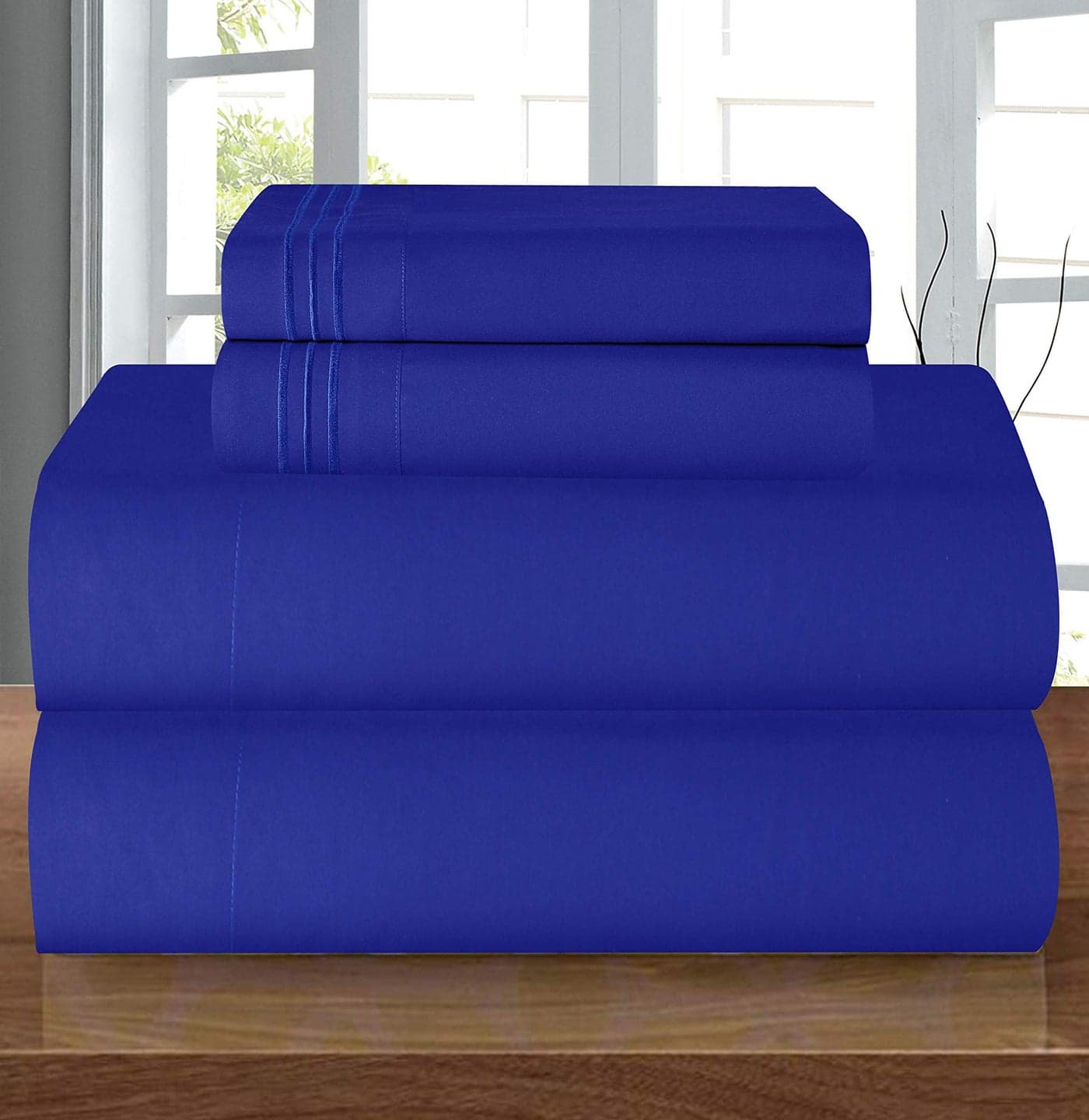 Elegant Comfort Luxury 1500 Premium Hotel Quality Microfiber 4Piece Sheet Set Wrinkle Resistant All Around Elastic Fitted Sheet Deep Pocket up to 16 Full Royal Blue