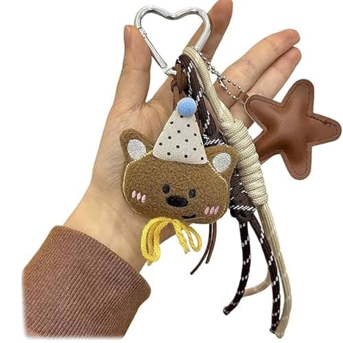 FFZDENA 1 Piece Keychains Aesthetic, Bag Charms for Handbags, Cute Keychain for Girls, Plush Bear Design, Matching Key Rings for Home