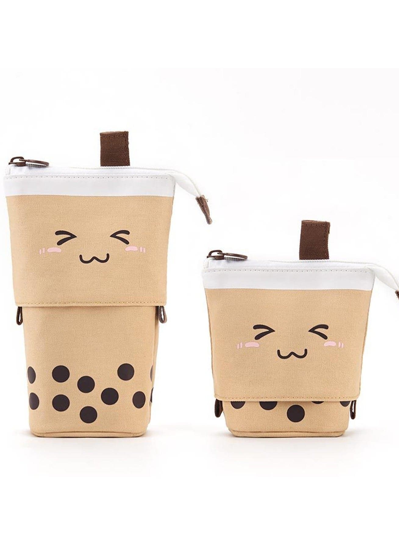 Brown Cute Vertical Telescopic Pop-Up Cosmetic Bag Pencil Case Office Storage Box Suitable For Girls Students Ladies Adults