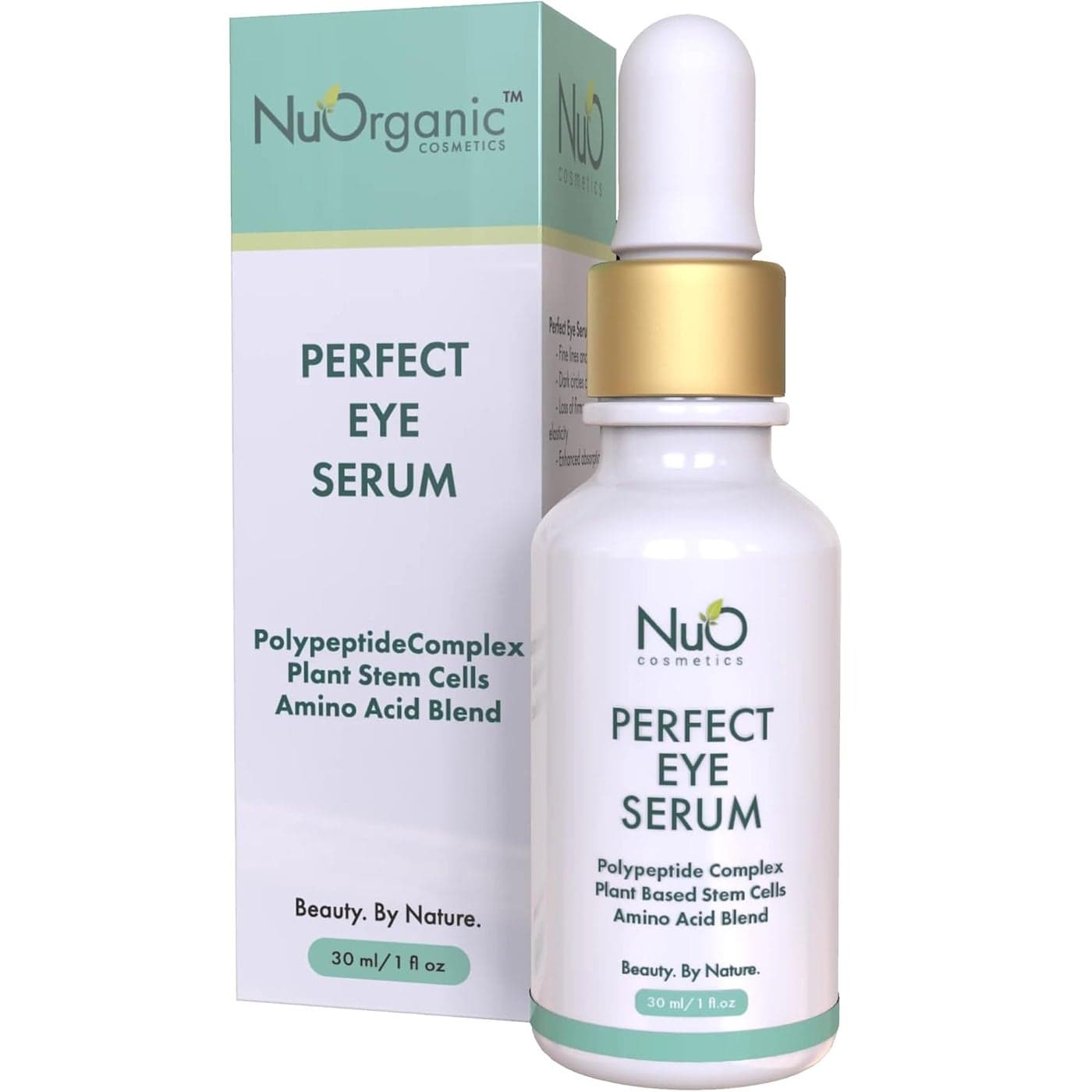 nuorganic Perfect Eye Serum Fine Lines Wrinkles Bags Dark Circles Patented PhytoCellular Science 18X More Effective Anti Aging Better Skin in 7 Days Vegan