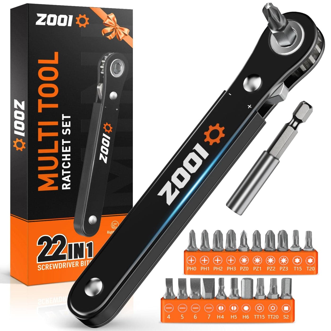 ZOOI Ratchet Screwdriver Set EDC Gear Tool Pocket Ratcheting Screwdriver Mens Dad Gifts for Men Dad Him Valentines Day Gifts for Him 90 Degree Right Angle Screwdrivers Mens Valentines Day Gift