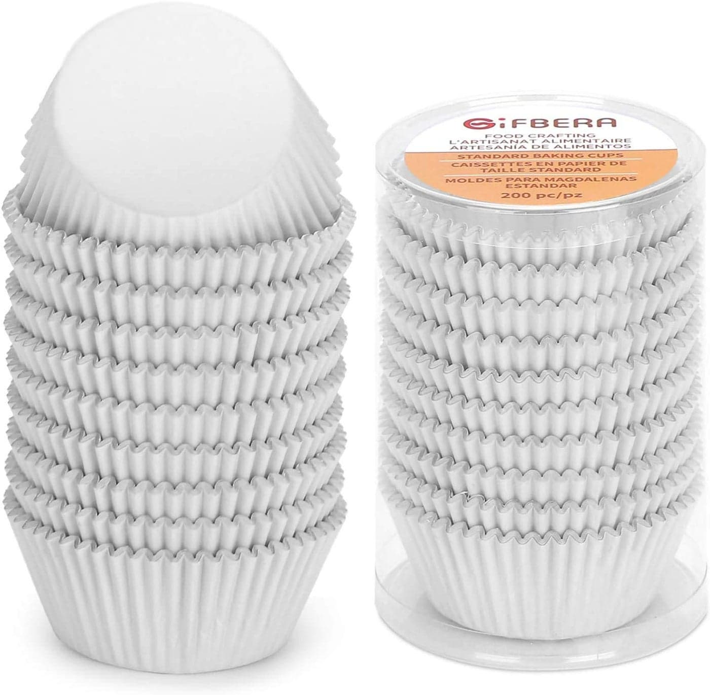 Gifbera White Metallic Foil Cupcake Liners Standard Size Baking Cups 200Count