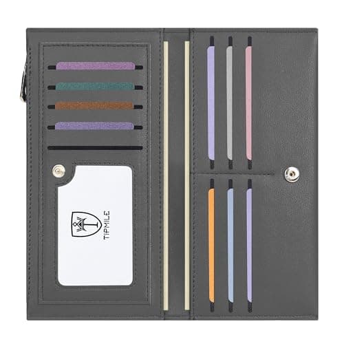 Tipmile Ultra Slim Wallet for Women Bifold Leather RFID Blocking Credit Card Holder Ladies Womens Wallet with Zip Pocket