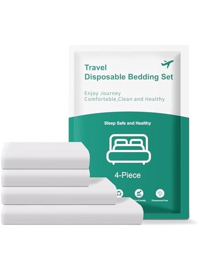 Durku Travel-Safe Disposable Cover Sheets for Travel, Disposable Bed Sheet, Disposable Duvet/Comforter Cover, Disposable Pillowcases, Perfect for Hotels & Trips (King Size)