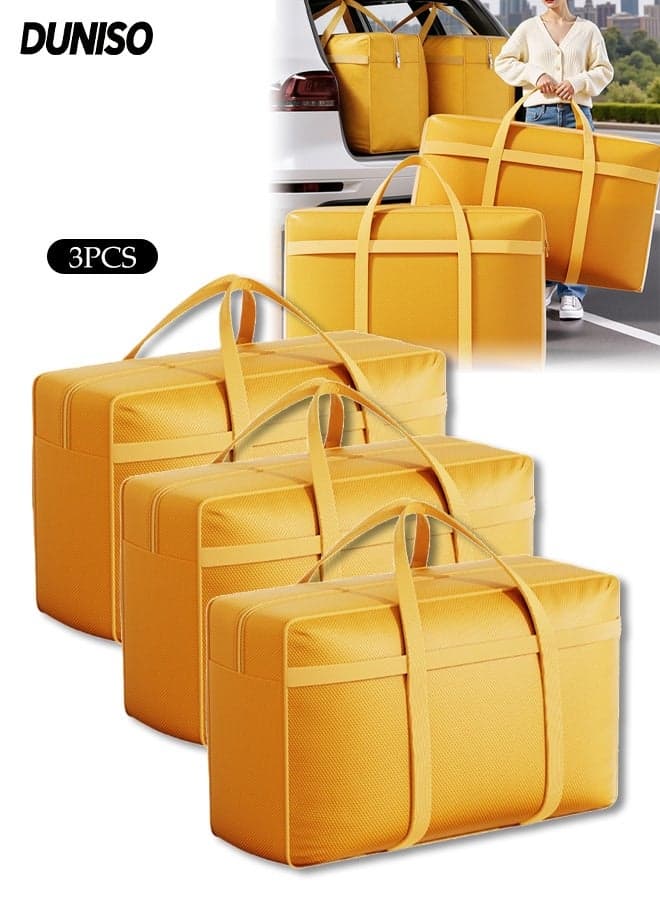 3 Pack Extra Large Duffle Bag for Travel,Foldable Luggage Bag with Strong Zippers & Carrying Handles,Storage Bag Organizer for Moving, Traveling,80*50*25cm