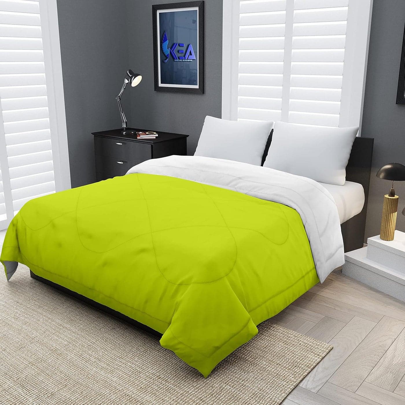 KEA Reversible Single Bed Microfiber ComforterDuvet for SummersAc AC Comforters Fabric Micro Cotton 300 GSM