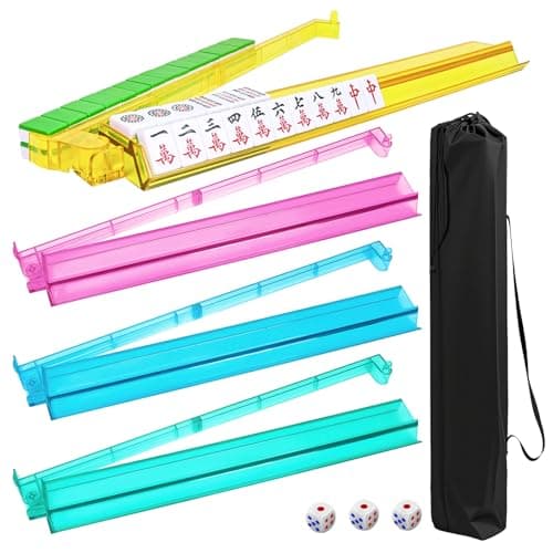 TheClouds Mahjong Racks with Pushers4 Pcs Clear Mahjong Tile Racks Set12 American Mahjong Tile RacksMahjong Rack and Pusher Combo PC Material 4 Color