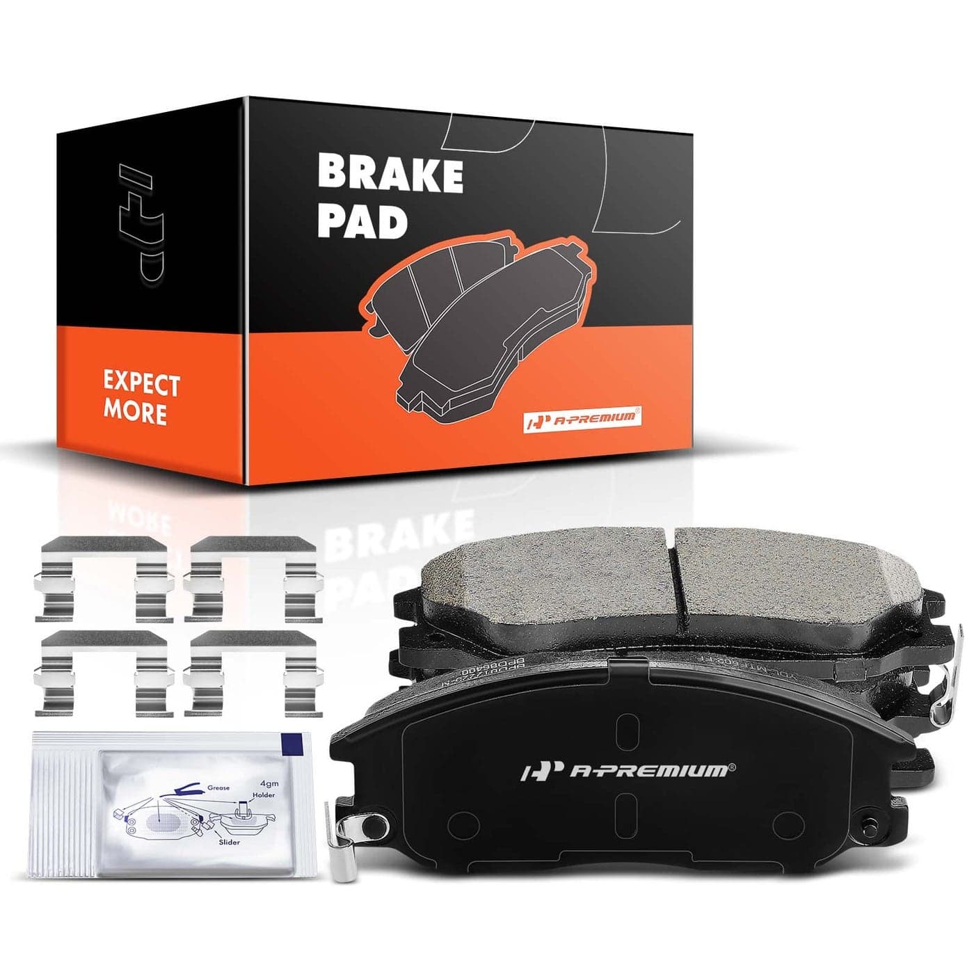 APremium Front Ceramic Disc Brake Pads Set Compatible with Select Hyundai and Kia Models Santa Fe 20012006 XG300 20012003 Amanti 20042006 Sedona 20022005 Sorento with Hardware 4 Pcs