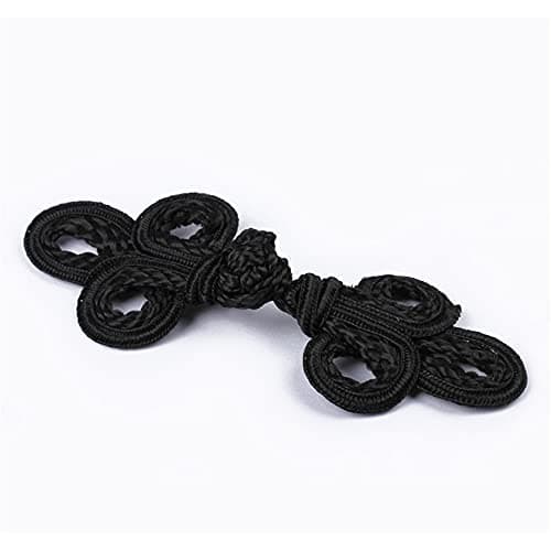 5 PairsPack Chinese Knots Frog Buttons Closure Sewing Buttons Fastener for DIY Sewing 04 Black