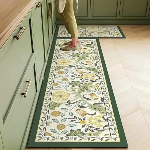 Arviz Kitchen Mat for Floor Anti Slip, Washable Floral Design Carpet for Kitchen, Soft Rubber Cushioned Floor Mat for Long Standing, Anti-Skid Standing Rug for Kitchen Sink Bathroom & Balcony