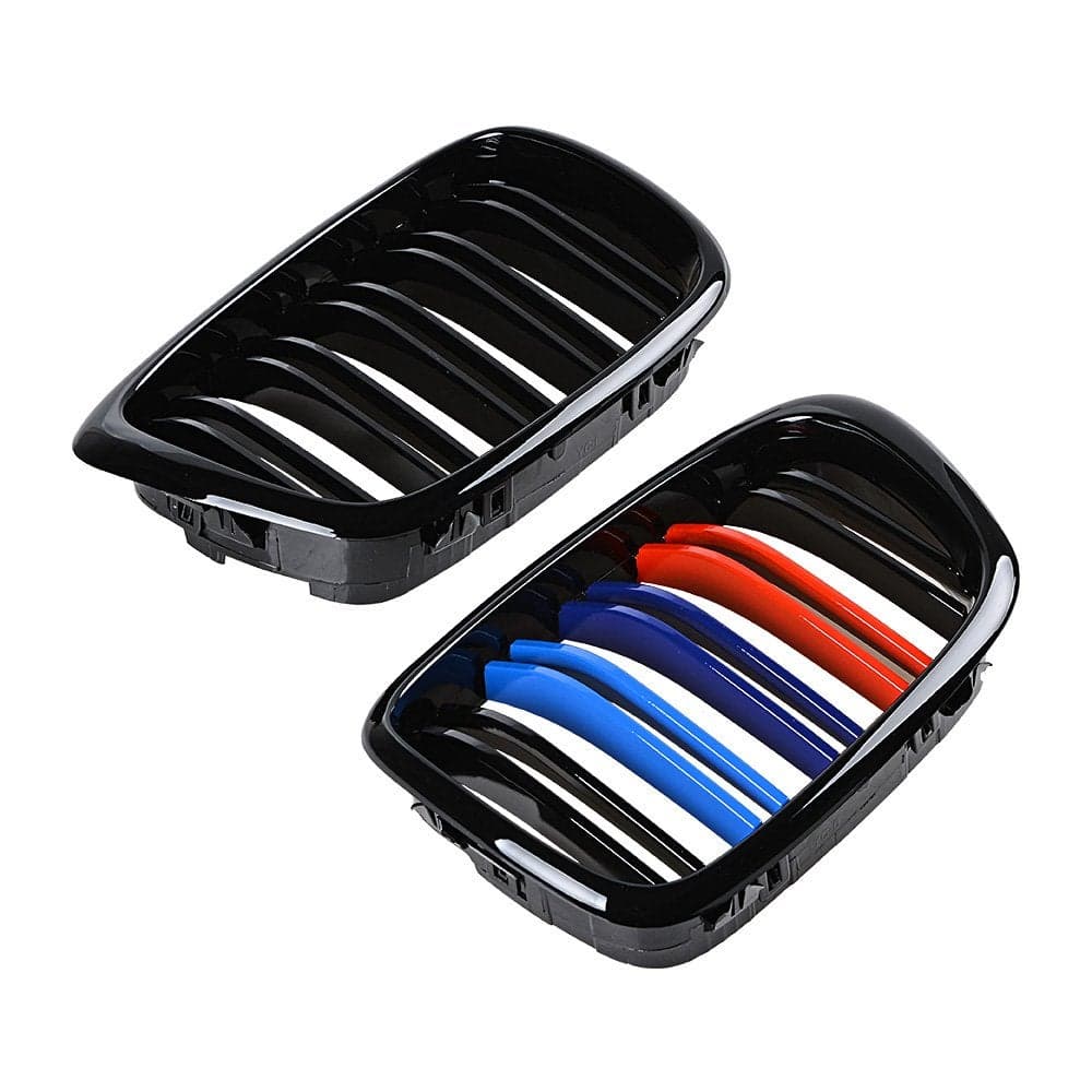 Astra Depot Glossy Black MColor Double Line Kidney Grille Compatible with 19972003 BMW E39 520i 523i 525i 528i 530i 535i 540i M5 4Door