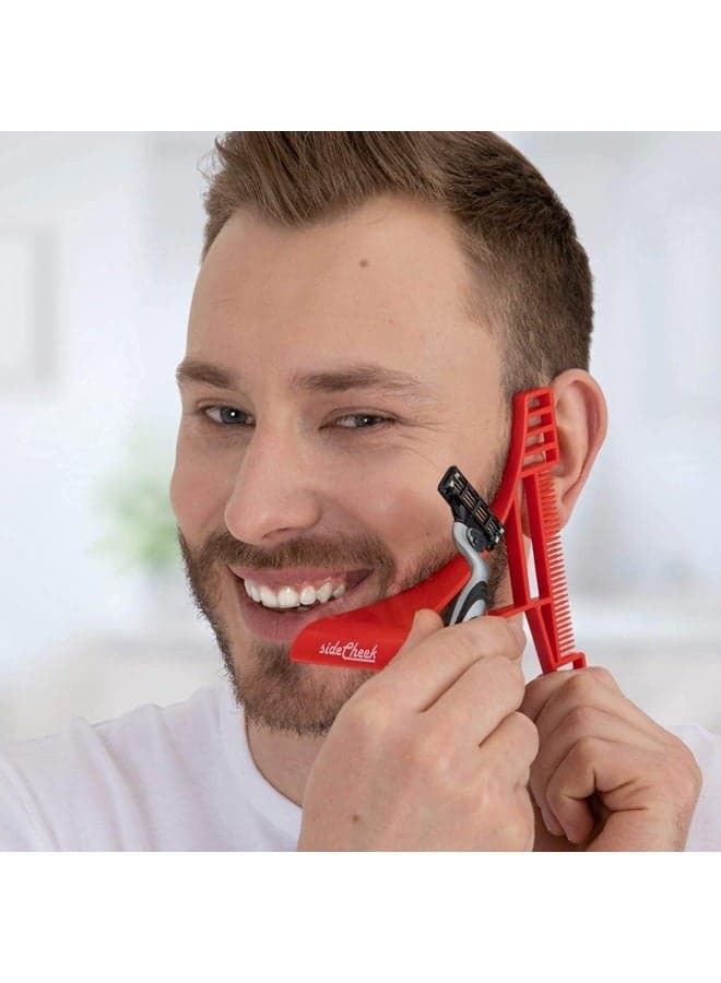 SIDECHEEK Three-dimensional Beard Shaping Tool, Shaving Template, Beard Shaper, Stencil & Guide | Beard Lineup Tool for a Symmetric Curved or Step Cut | Ideal for Sideburns, Jaw & Cheek Line